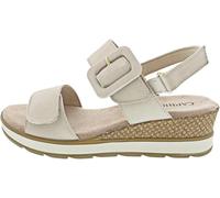 CAPRICE Women Sandals Heeled Leather with Footbed, Beige (Snow Nubuc), 6.5 UK