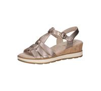 CAPRICE Women Sandals Wedge Heel Leather with Hook-and-Loop Closure, Beige (Taupe Metallic), 6 UK