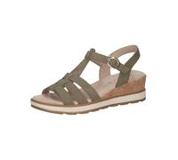 CAPRICE Women Sandals Wedge Heel Leather with Hook-and-Loop Closure, Green (Olive Nubuc), 6 UK