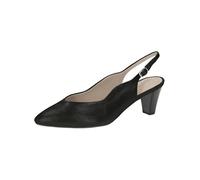 CAPRICE Women Slingback Pumps Leather Pointed, Black (Black Metallic), 4 UK
