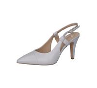 CAPRICE Women Slingback Pumps Leather Pointed, Gray (Lt.Blue Perl), 5.5 UK