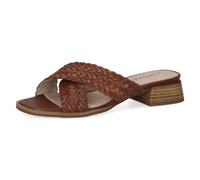CAPRICE Ladies Leather Block Heel Mules, Cognac Nappa, 7 UK