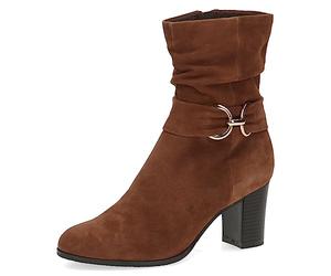 Caprice Women's ankle boots with heel Memotion in suede block heel Width G, Brown (Cognac Suede), 5 UK
