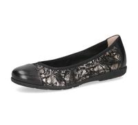 CAPRICE Women's Ballet Flats in Leather, Black (Black/Gunmetal), 6 UK