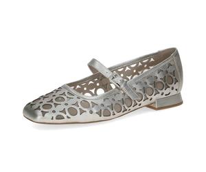 CAPRICE Women's Ballet Flats in Leather, Metallic (Platin.MET.CO), 4 UK