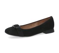 CAPRICE Women's Ballet Flats Memotion in Suede with Block Heel Width G, Black (Black Suede), 6 UK