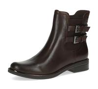 CAPRICE Women's Chelsea boots in leather with buckles and zipper Width G, Brown (Dk Brown Nappa), 7 UK