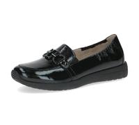 CAPRICE Women's Comfortable Leather Loafers, Black Naplak, 8 UK