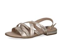 CAPRICE Women's flat leather sandals with footbed, Metallic (Platin Metal.), 4 UK