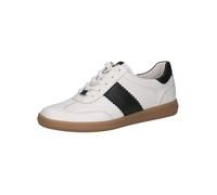 CAPRICE Women's Flat Leather Sneakers Casual, White (White/Black), 5 UK