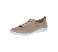 CAPRICE Women's Flat Leather Sneakers Low Top, Beige (Cream Suede), 3.5 UK