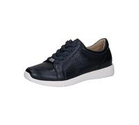 CAPRICE Women's Flat Leather Sneakers with Perforated Design, Blue (Ocean Per.Deer), 5 UK
