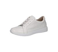 CAPRICE Women's Flat Leather Sneakers with Perforated Design, White (White Deer), 6.5 UK