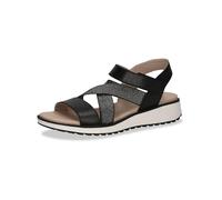 CAPRICE Women's Flat Sandal, Black, 6 UK - G width, Round Toe, Slingback, Synthetic Sole, Leather Upper, Adjustable Strap, Velcro Closure, Not Water Resistant