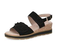 Caprice women's flat sandal in leather, Black (BLACK NUBUC), 5 UK