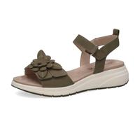 Caprice women's flat sandal in leather, Khaki (OLIVE NUBUC), 6.5 UK