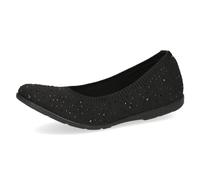 CAPRICE Women's Glitter Ballet Flats Comfortable, Black (Black Knit), 7.5 UK