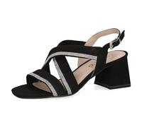 CAPRICE Women's heeled sandals with rhinestones with straps, Black (Black Suede), 6 UK