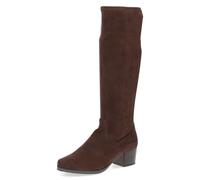 CAPRICE Women's high boots with heel knee-high Vegan, Brown (Dk Brn Stretch), 7.5 UK