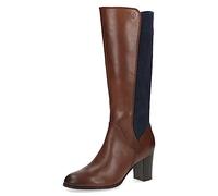 CAPRICE Women's high boots with heel Memotion made of leather knee-high Width G, Brown (Cognac/Ocean), 5.5 UK