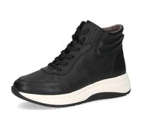 CAPRICE women's high-top leather sneakers with platform sole, Black (Black Nappa), 5 UK