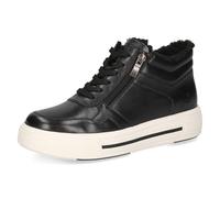 CAPRICE women's high-top leather sneakers with platform sole, Black (Black Nappa), 7 UK