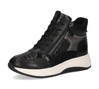 CAPRICE women's high-top platform sneakers with zipper, Black (Black Comb), 5 UK