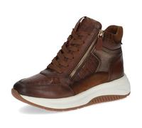CAPRICE women's high-top platform sneakers with zipper, Brown (Cognac Comb), 6 UK