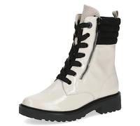 Caprice Women's lace-up ankle boots Memotion patent with zipper Width G, White (Snow/Black), 6 UK