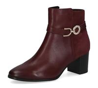 CAPRICE Women's leather ankle boots with block heel, Red (Bordeaux Comb), 6 UK