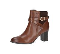 CAPRICE women's leather ankle boots with heel and buckle, Brown (Cognac Nappa), 4.5 UK