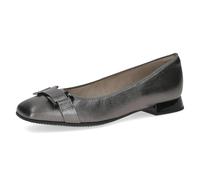 CAPRICE Women's Leather Ballet Flats Small Heel, Dk Grey Metal, 7 UK