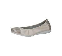 CAPRICE Women's Leather Ballet Flats with Patent, Cream Comb, 4 UK