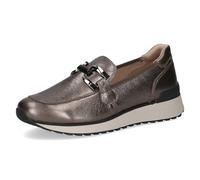 CAPRICE Women's Leather Loafers Comfortable, Metallic (Piombo Metal), 6 UK