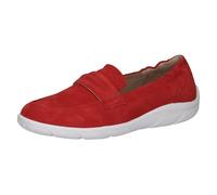CAPRICE Women's Leather Loafers Comfortable, Red (Red Suede), 4 UK