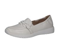 CAPRICE Women's Leather Loafers Comfortable, White (White Softnap.), 7.5 UK