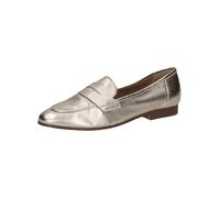 CAPRICE Women's Leather Loafers Elegant, Gold (Lt.Gold Metal.), 3.5 UK