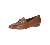 CAPRICE Women's Leather Loafers with Block Heel, Brown (Cognac Nappa), 3.5 UK