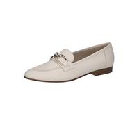 CAPRICE women's leather loafers with block heel, Cream (Offwhite Nappa), 5 UK