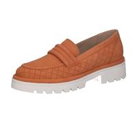 CAPRICE women's leather loafers with block heel, Orange (Orange Suede), 6 UK
