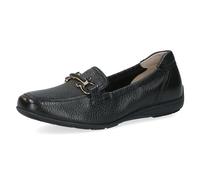 CAPRICE Women's Leather Loafers with Buckle, Black (Black Deer), 8 UK