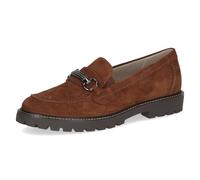 CAPRICE Women's Leather Loafers with Decorative Buckle, Brown (Cognac Suede), 3.5 UK