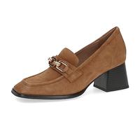 CAPRICE Women's Leather Pumps with Trapeze Heel, Brown (Brandy Suede), 4 UK