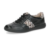 CAPRICE Women's Leather Sneakers, Black (Black Deer COM), 5 UK