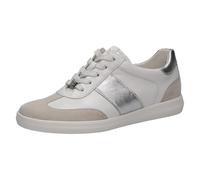 CAPRICE Women's Leather Sneakers, White (White/Silver), 3.5 UK