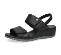CAPRICE Women's Leather Wedge Heeled Sandals, Black (Black Nappa), 6 UK