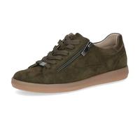 CAPRICE Women's Low-top Leather lace-up Sneakers, Green (Khaki Suede), 3.5 UK
