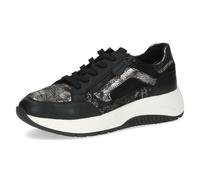 CAPRICE Women's Low-top Leather Platform Sneakers, Black (Black Comb), 5 UK