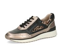 CAPRICE Women's Low-top Leather Sneakers with Removable Footbed, Multicolor (Taupe/Black), 6 UK