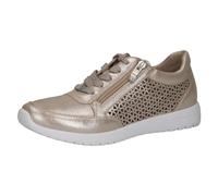 CAPRICE Women's Low-top Leather Sneakers with Zipper, Beige (Taupe Metallic), 6.5 UK